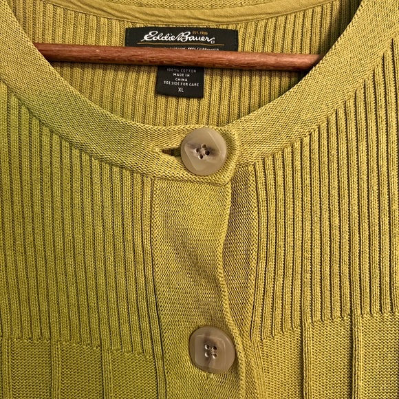 Green cotton 3/4 sleeve cardigan - Picture 2 of 2